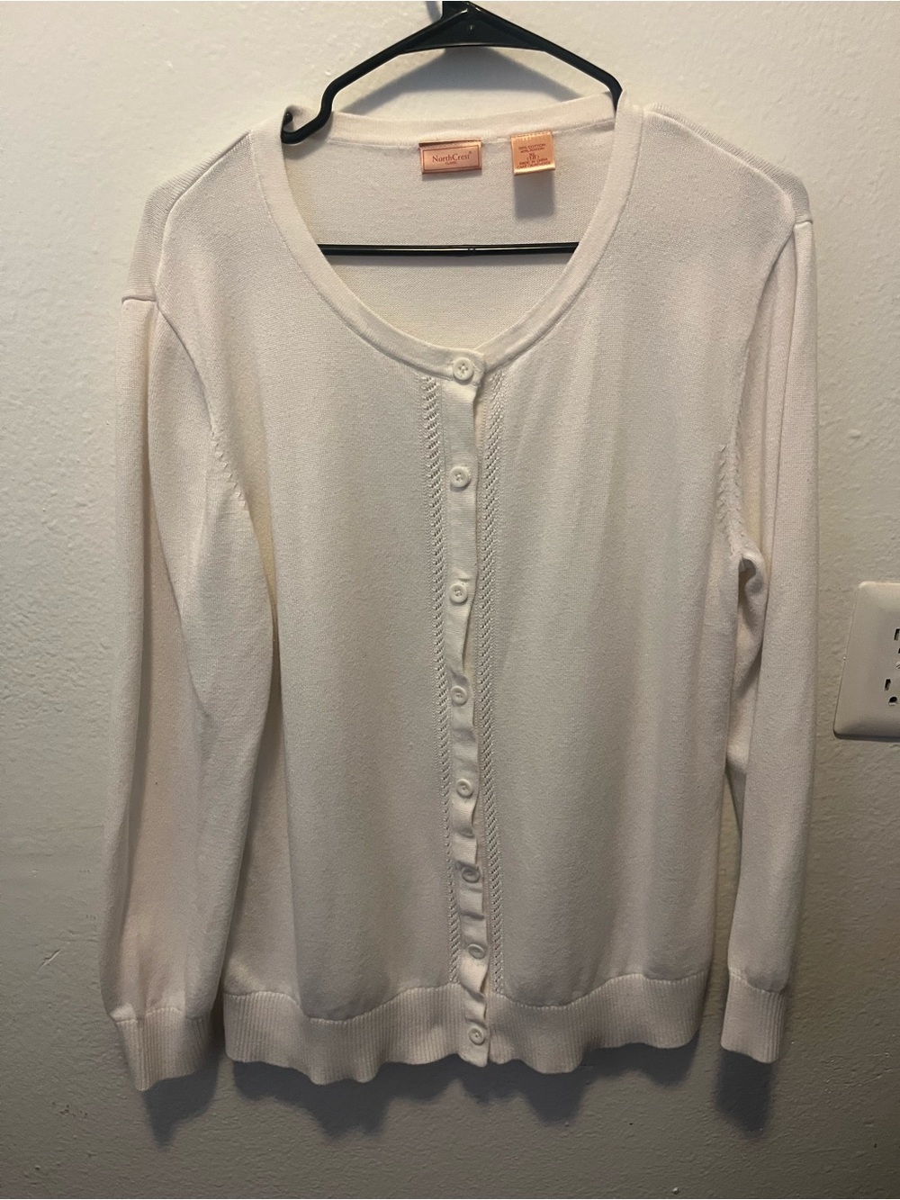 Northcrest Cream Button-Front Cardigan Sweater